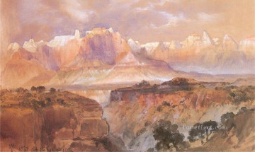  Cliffs Painting - Cliffs of the Rio Virgin South Utah Rocky Mountains School Thomas Moran